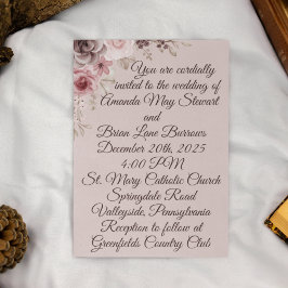 Convites Casamento Profundo de Maroon de 1980