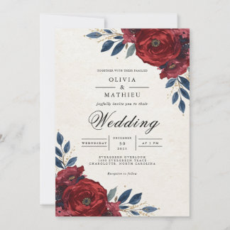 Convites Casamento Profundo do Arch Bloom Crimson