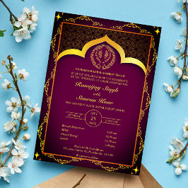 Convites Casamento Punjabi Sikh Anand Karaj Floral