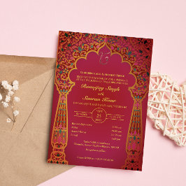 Convites Casamento Punjabi Sikh Anand Karaj Ouro