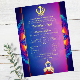 Convites Casamento Punjabi Sikh Anand Karaj Ouro