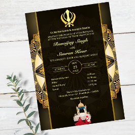 Convites Casamento Punjabi Sikh Anand Karaj Ouro