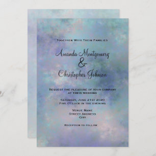 Convites Casamento Purple Blue Misty Watercolor