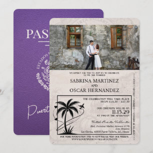 Convites Casamento Purple Puerta Vallarta Passaporte
