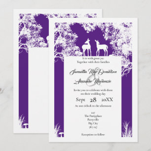 Convites Casamento púrpura de papelão de madeira