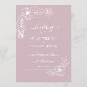 Convites Casamento Púrpura de Pastel Pastel de Script Chic