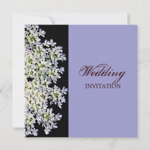 Convites casamento púrpura floral branco vintage