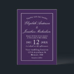 Convites Casamento Púrpura Minimalista Clássico<br><div class="desc">Convite de casamento clássico minimalista</div>