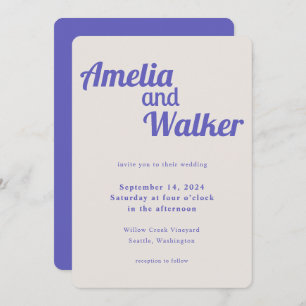 Convites Casamento Púrpura Perfeito de Retro Delight
