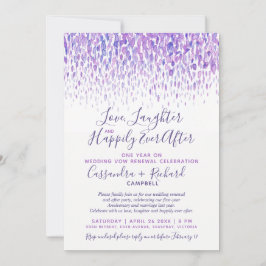 Convites Casamento púrpura renovação 1 ano feliz depois