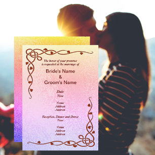 Convites Casamento Púrpura Rosa-Abstrato de outono