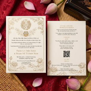Convites Casamento QR Bilingue Moderno Vietnamita Inglês