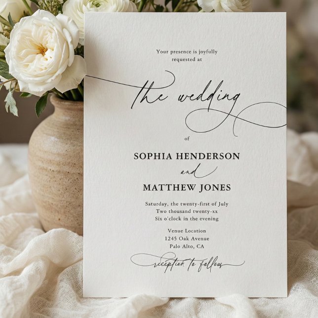 Convites Casamento QR Code Branco Marfim Caprichoso e Elega (Criador carregado)