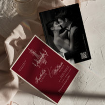 Casamento QR Code Burgundy Antigo e Elegante