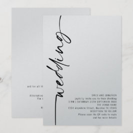 Convites Casamento QR Code Caligrafia Moderna