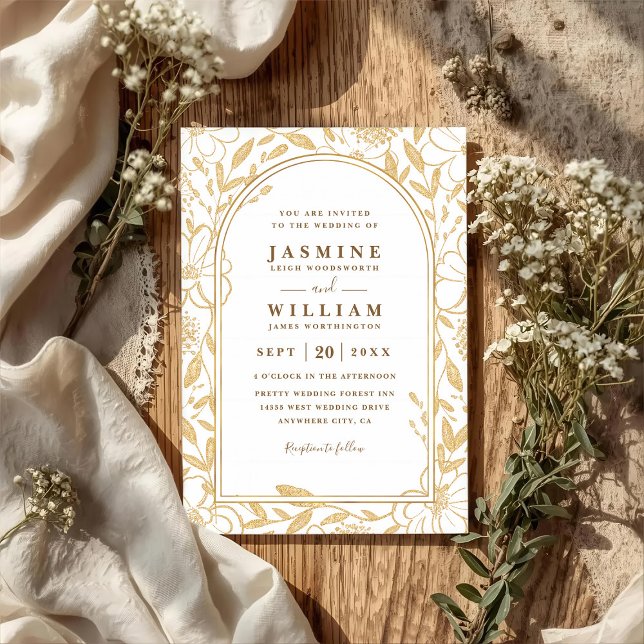 Convites Casamento QR Code Elegante com Flores ao Redor Dou (Criador carregado)