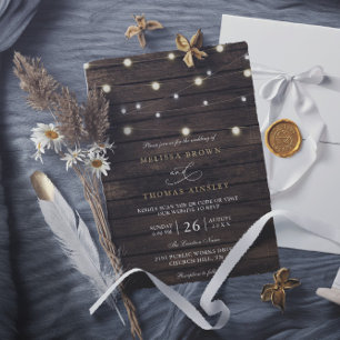 Convites Casamento QR Code Elegante de Madeira de Celeiro R