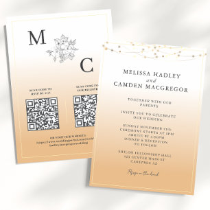Convites Casamento QR Code Elegante em Tons Terrosos