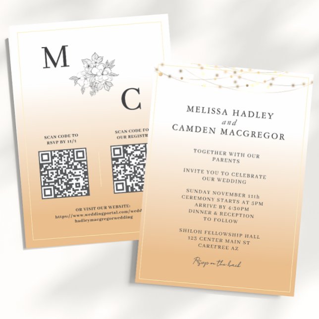 Convites Casamento QR Code Elegante em Tons Terrosos (Criador carregado)