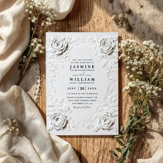 Convites Casamento QR Code Elegante Vintage Embutido Orname