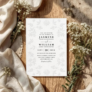Convites Casamento QR Code Elegante Vintage Relevo Ornament