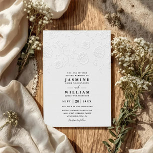 Convites Casamento QR Code Elegante Vintage Relevo Ornament
