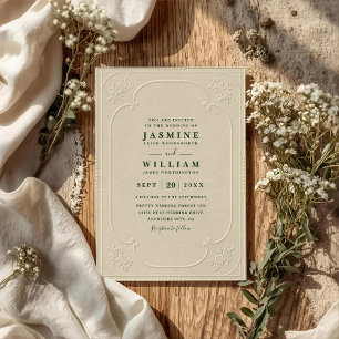 Convites Casamento QR Code em relevo ornamentado elegante v