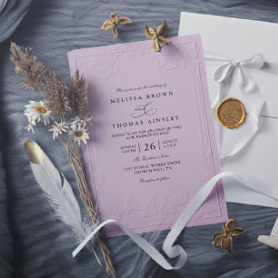 Convites Casamento QR Code em relevo ornamentado elegante v