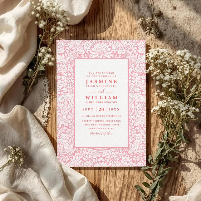 Convites Casamento QR Code Flor Silvestre Relevo Ornate Ele (Criador carregado)