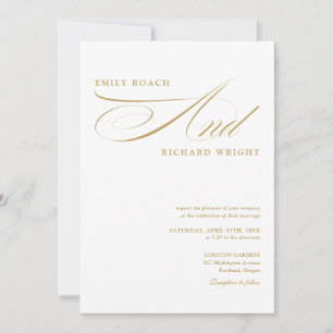 Convites Casamento QR Code Moderno Dourado Elegante