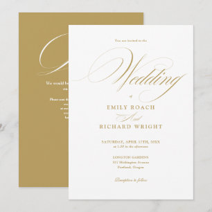 Convites Casamento QR Code Moderno e Elegante em Letra Dour