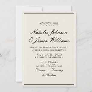 Convites Casamento QR Code Preto e Branco Clássico com Dinh