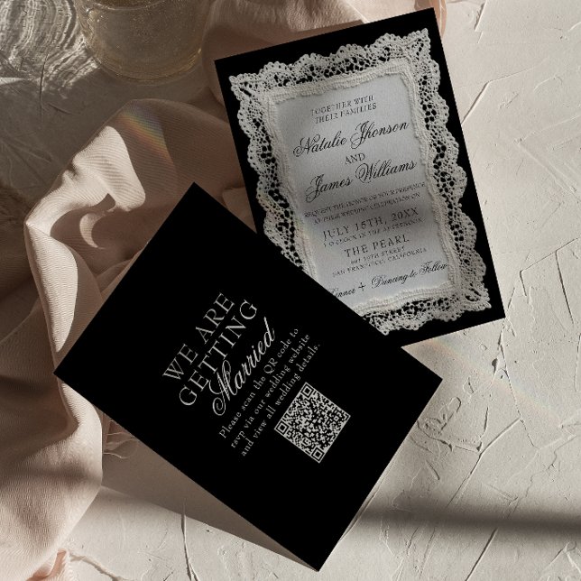 Convites Casamento QR Code Renda Marrom Chocolate Dinheiro  (Criador carregado)