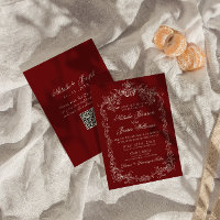 Casamento QR Code Vintage Dinheiro Antigo Vermelho