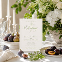 Casamento QR de Caligrafia Marfim Verde Oliva Clás