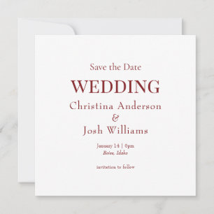 Convites Casamento Quadrado Burgundy Save the Date