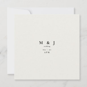 Convites Casamento Quadrado de Creme Moderno e Simples