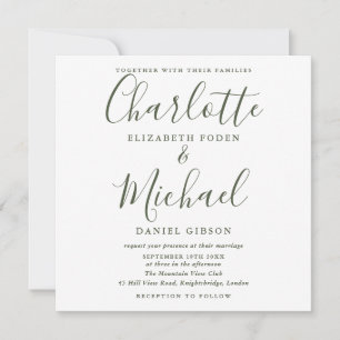 Convites Casamento Quadrado de Foto com Assinatura em Verde