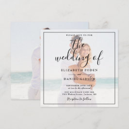 Convites Casamento Quadrado de Foto de Letra Elegante