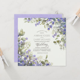 Convites Casamento Quadrado de lavanda e Eucalyptus