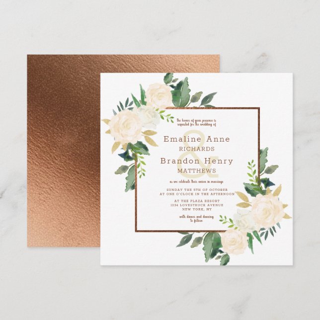 Convites Casamento Quadrado de Queda de Campo Russo Farmhou (Frente/Verso)