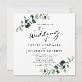 Convites Casamento Quadrado do Código QR da Caligrafia Euca