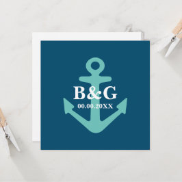 Convites Casamento quadrado do logotipo da âncora náutica a
