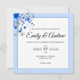 Convites Casamento Quadrado Floral Aquarela Flor de Campo A