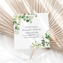 Convites Casamento Quadrado Floral Simples de Eucalyptus Br