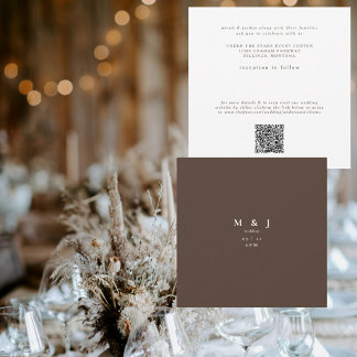 Convites Casamento Quadrado Marrom Chocolate Moderno Simple