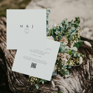 Convites Casamento Quadrado Moderno Esbelto e Simples Sage