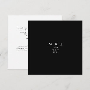 Convites Casamento Quadrado Preto e Branco Moderno e Simple