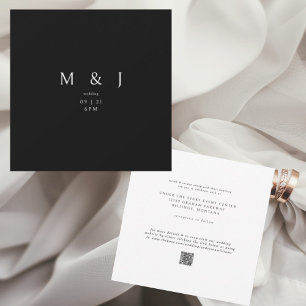Convites Casamento Quadrado Preto e Branco Moderno III
