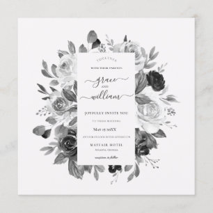 Convites Casamento Quadrado Simples Branco Moderno